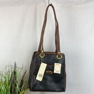 Capezio Black & Brown Vegan Leather Shoulder Handbag Vintage NEW
